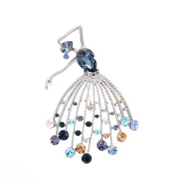 NEW! Elegant Blue Ballet Dancer Brooch. Trendy Ballerina pin. 🩰 Luxury Brooch - Picture 5 of 6